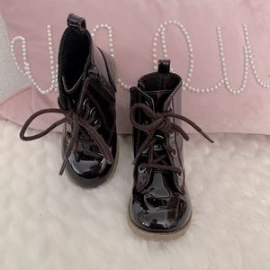 Toddler Girl’s Faux Patent Leather Maroon Boots